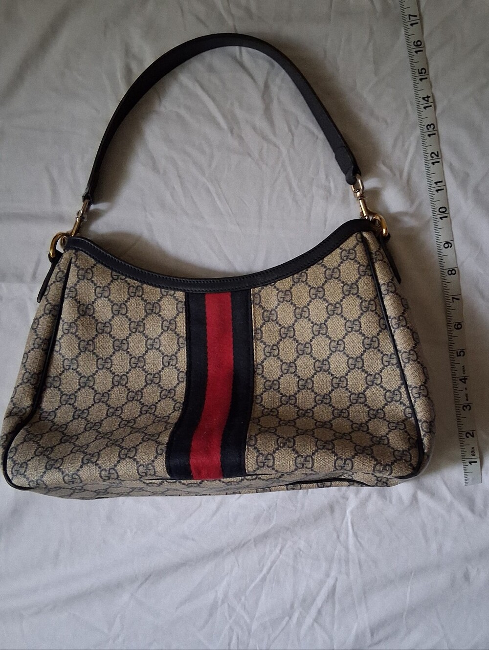 Gucci GG Navy Sherry Web Shoulder Bag